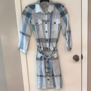 NWOT Burberry Brit Check Midi Shirtdress w Belt